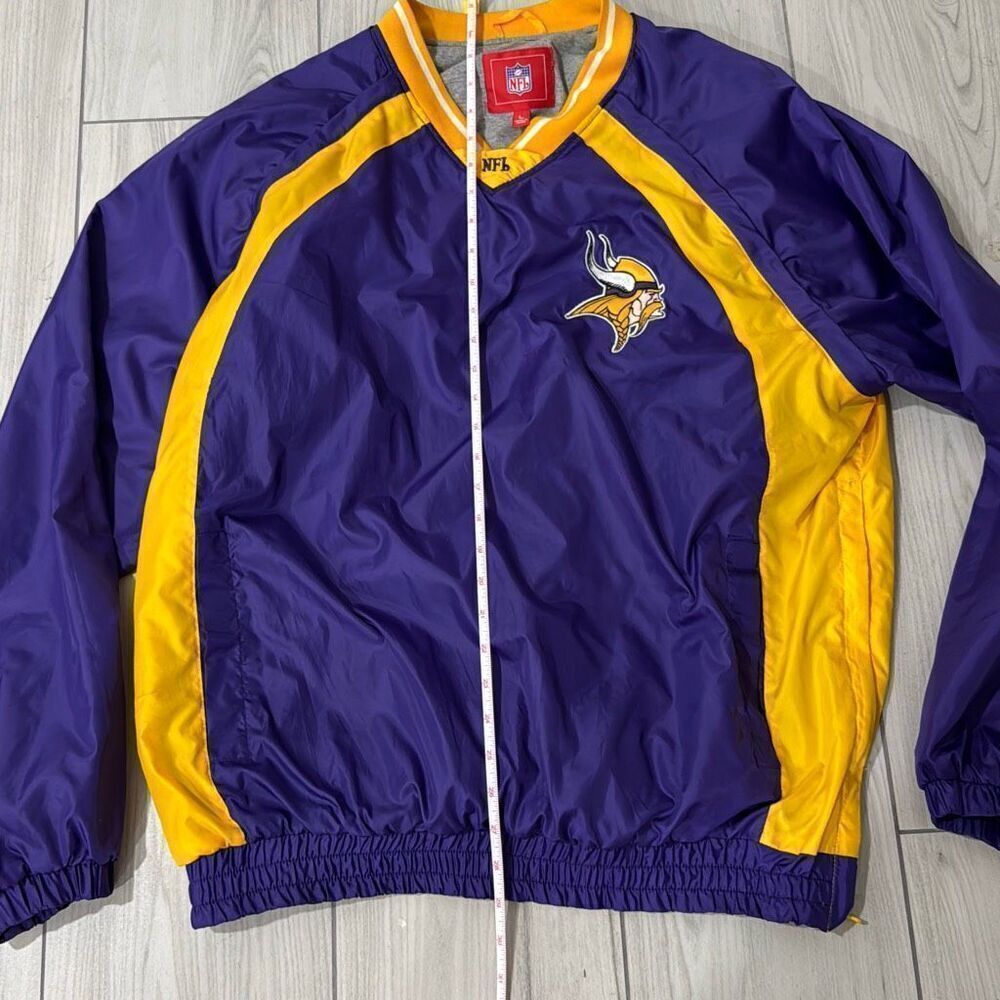 MInnesota Vikings NFL Embroidered Logo Pull Over Windbreaker Jacket Size Large E - Picture 5 of 9